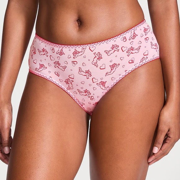 Victoria's Secret Cotton Heart-Trim Cheeky Panty Pink Hope Cupids XS NEW - Picture 4 of 7